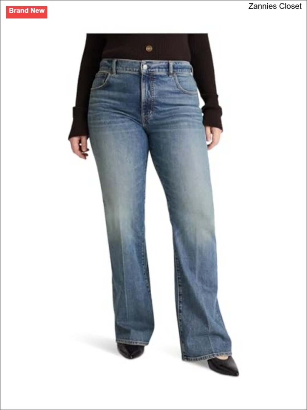 High Rise Flare Jeans Fitted Cotton Blend Vintage Style